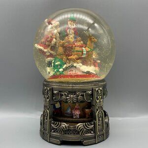 Vintage 1994 Mercuries "Santa's Workshop" Musical Merry-Go-Round Snow Globe